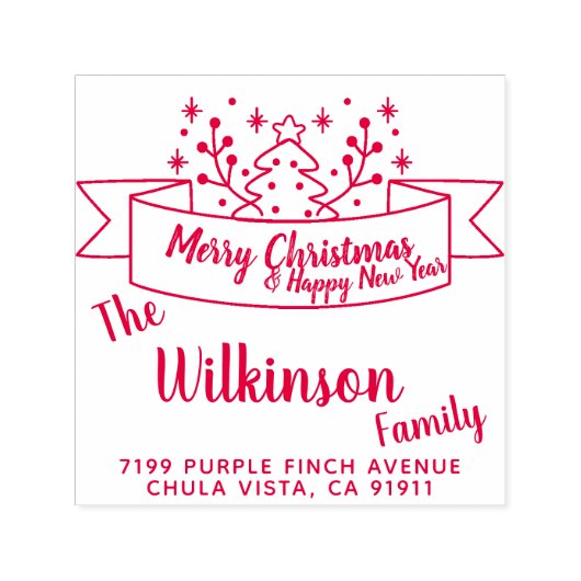 Frohe Weihnachts-Ribbon-Handschrift Permastempel (Design)