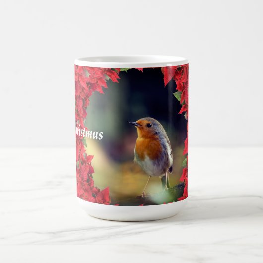 Frohe Weihnachts Robin Kaffeetasse (Mittel)