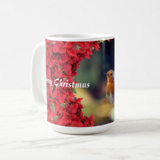 Frohe Weihnachts Robin Kaffeetasse (Vorderseite Links)