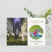 Frohe Weihnachts-Rockefeller-Tree und Foto Karte (Stehend Vorderseite)
