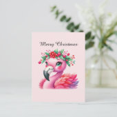 Frohe Weihnachts Rosa Flamingo anpassbar Feiertagspostkarte (Stehend Vorderseite)
