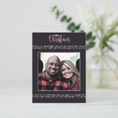 Frohe Weihnachts Rosa Goldschneeflocke grau Feiertagspostkarte (Stehend Vorderseite)