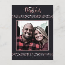 Frohe Weihnachts Rosa Goldschneeflocke grau