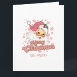 Frohe Weihnachts Rosa Retro-Typografie Santa Claus Karte<br><div class="desc">Frohe Weihnachten rosa Retro-Typografie mit einem Weihnachtsmann mit einem rosa Hut. Anpassbarer Text auf der Vorderseite und verlassen im Innenbereich.</div>