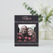 Frohe Weihnachts-Rosa Schneeflocke Feiertagskarte (Stehend Vorderseite)