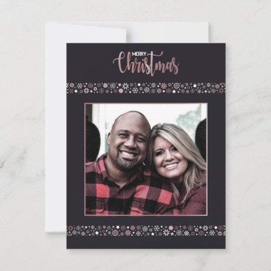 Frohe Weihnachts-Rosa Schneeflocke Feiertagskarte (Vorderseite)