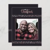 Frohe Weihnachts-Rosa Schneeflocke Feiertagskarte (Vorne/Hinten)