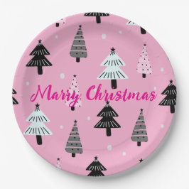 Frohe Weihnachts-Rosa Weihnachtsdekoration Pappteller