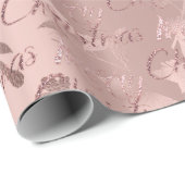 Frohe Weihnachts-Rose Floral Glitzer Script Hütte Geschenkpapier (Rolleneckpunkt)