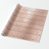Frohe Weihnachts-Rose Gold Glitzer Script Elegant1 Geschenkpapier (Ungerollt)
