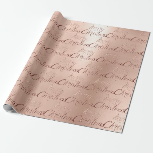 Frohe Weihnachts-Rose Gold Glitzer Script Elegant1 Geschenkpapier (Ungerollt)