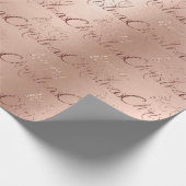 Frohe Weihnachts-Rose Gold Glitzer Script Elegant1 Geschenkpapier (Ecke)