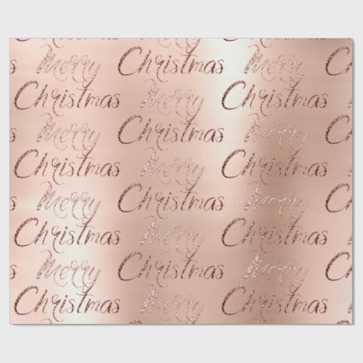 Frohe Weihnachts-Rose Gold Glitzer Script Elegant Geschenkpapier (Flach)