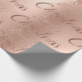 Frohe Weihnachts-Rose Gold Glitzer Script Elegant Geschenkpapier (Ecke)