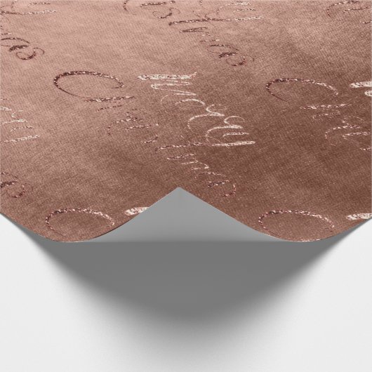 Frohe Weihnachts-Rose Gold Glitzer Script Hütte1 Geschenkpapier (Ecke)