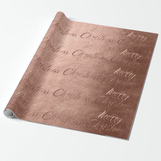 Frohe Weihnachts-Rose Gold Glitzer Script Hütte Geschenkpapier (Ungerollt)