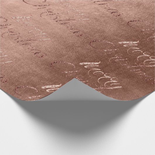 Frohe Weihnachts-Rose Gold Glitzer Script Hütte Geschenkpapier (Ecke)