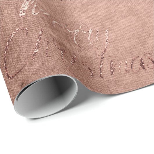Frohe Weihnachts-Rose Gold Glitzer Script Hütte Geschenkpapier (Rolleneckpunkt)