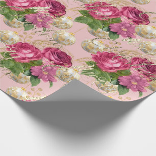 Frohe Weihnachts-Rose Gold Glitzer Script PinkGree Geschenkpapier