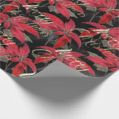 Frohe Weihnachts-Rose Gold Glitzer Script Red Blac Geschenkpapier (Ecke)