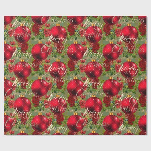 Frohe Weihnachts-Rose Gold Glitzer Script Red Gree Geschenkpapier (Flach)