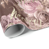 Frohe Weihnachts-Rose Gold Glitzer Script Rose Pin Geschenkpapier (Rolleneckpunkt)