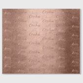 Frohe Weihnachts-Rose Gold Glitzer Script Saison Geschenkpapier (Flach)