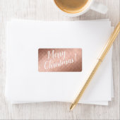 Frohe Weihnachts-Rose Gold minimal Adressaufkleber (Insitu)