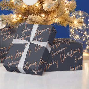 Frohe Weihnachts-Rose Gold-Script aus dem Namen Gr Geschenkpapier