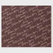 Frohe Weihnachts-Rose Gold-Script aus Name Bordeau Geschenkpapier (Flach)