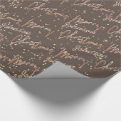 Frohe Weihnachts-Rose Gold-Script aus Name Brown Geschenkpapier (Ecke)