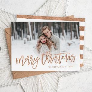 Frohe Weihnachts-Rose Gold Script Foto Overlay Feiertagskarte