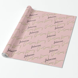 Frohe Weihnachts-Rose Gold Script Name Blush Geschenkpapier