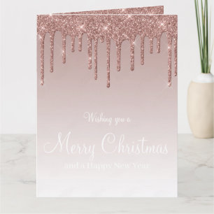 Frohe Weihnachts-Rose Gold Tropfen Glam Girl Karte
