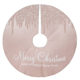 Frohe Weihnachts-Rose Gold Tropfen Glam Girl Polyester Weihnachtsbaumdecke