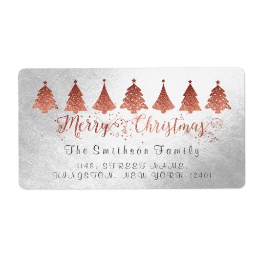 Frohe Weihnachts-Rose Pink Gold Silber-Adresse (Vorne)