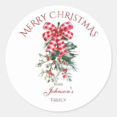 Frohe Weihnachts-Rosengärten rustikal Runder Aufkleber (Vorderseite)