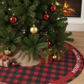 Frohe Weihnachts Rot & Black Buffalo Kariert Custo Polyester Weihnachtsbaumdecke