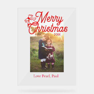 Frohe Weihnachts-Rot-Bug-Kinder Foto modern und el Acrylschild