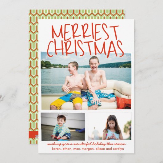 Frohe Weihnachts Rot Feiertagskarte (Vorne/Hinten)