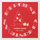 Frohe Weihnachts Rot Fensteraufkleber (Blatt)