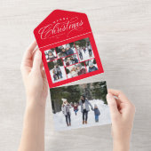 Frohe Weihnachts-Rot-Foto Collage einzigartigen Ur All In One Einladung (Abreißen)
