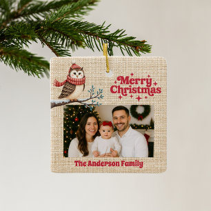 Frohe Weihnachts-Rot-Foto-Ohrfeige Keramikornament
