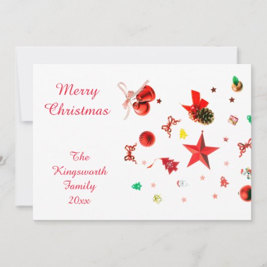 Frohe Weihnachts Rot gemischte Ornamente flache Ka (Vorderseite)