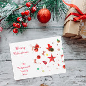 Frohe Weihnachts Rot gemischte Ornamente flache Ka