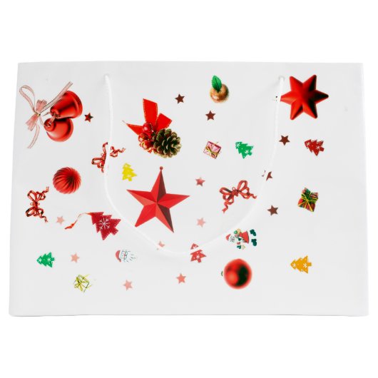 Frohe Weihnachts Rot gemischte Ornamente Große Geschenktüte (Vorderseite)