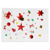Frohe Weihnachts Rot gemischte Ornamente Große Geschenktüte (Rückseite)