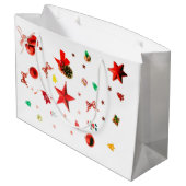Frohe Weihnachts Rot gemischte Ornamente Große Geschenktüte (Rückseite Schrägansicht)