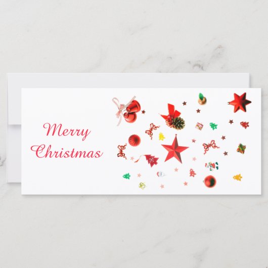 Frohe Weihnachts Rot gemischte Ornamente mit Text (Vorderseite)