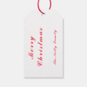 Frohe Weihnachts Rot gemischte Ornamente mit Text Geschenkanhänger (Rückseite)